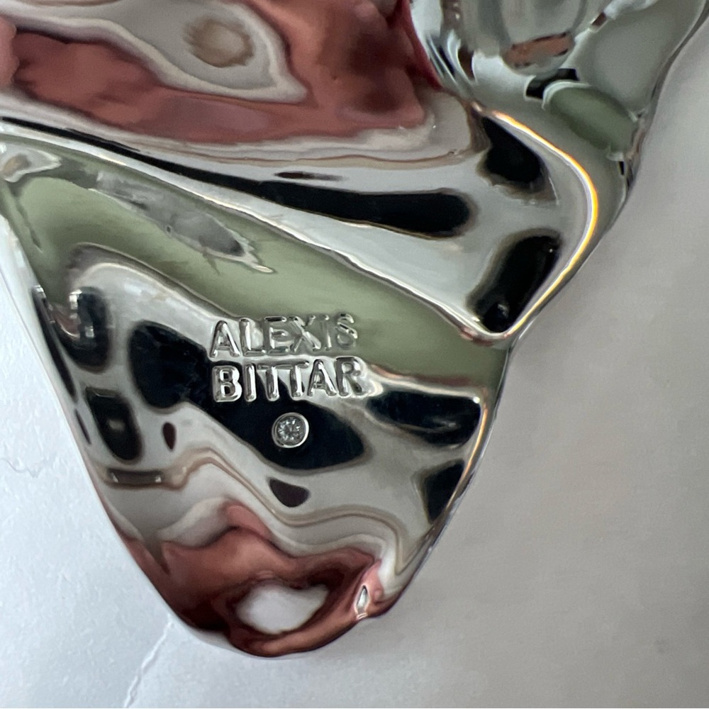 Alexis Bittar 💖Crumpled Rhodium Metal Dangle Large Drop Earrings Silver Tone💖 - Picture 13 of 14